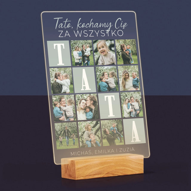 Fotokolaż: Tato Kochamy Cię Za Wszystko - Wydruk Na Szkle Akrylowym