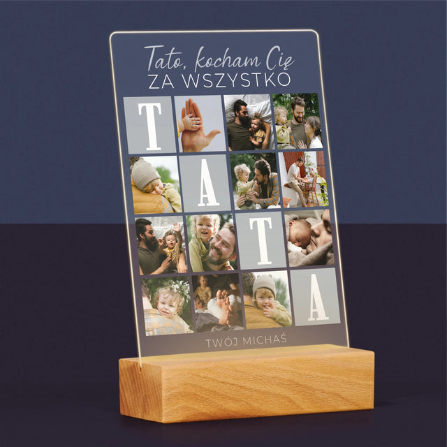 Fotokolaż: Tato Kocham Cię Za Wszystko - Wydruk Na Szkle Akrylowym