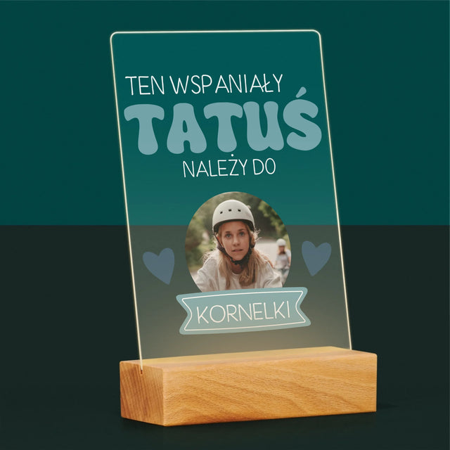 Zdjęcie I Podpis: Tatuś Należy Do - Wydruk Na Szkle Akrylowym