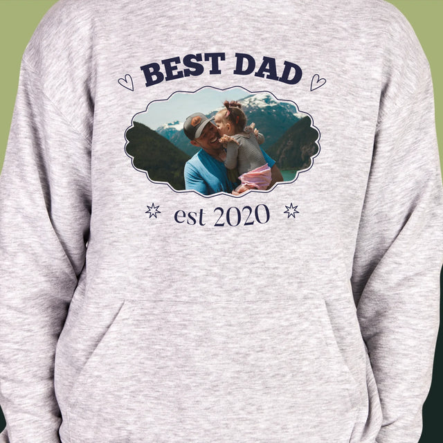Zdjęcie I Podpis: Best Dad Established - Bluza Męska Z Kapturem