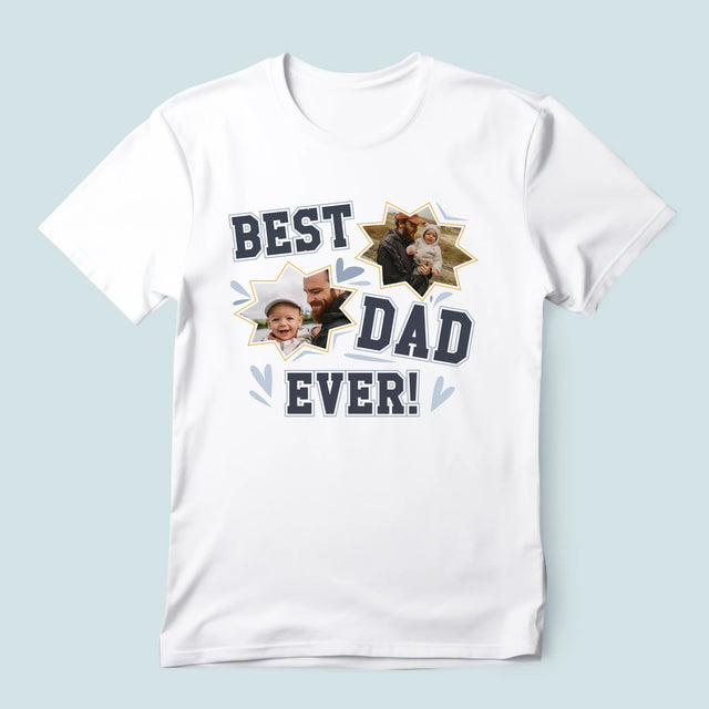 Fotokolaż: Best Dad Ever Gwiazdy - Koszulka Męska z Nadrukiem