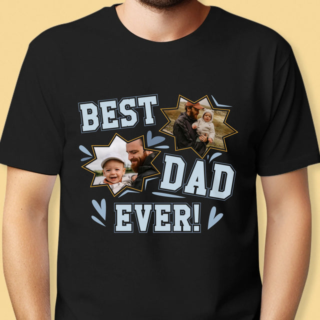 Fotokolaż: Best Dad Ever Gwiazdy - Koszulka Męska z Nadrukiem