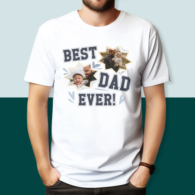 Fotokolaż: Best Dad Ever Gwiazdy - Koszulka Męska z Nadrukiem