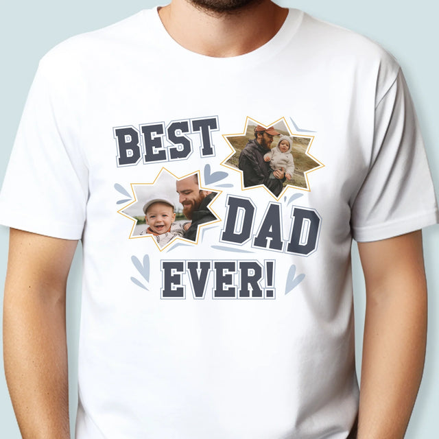 Fotokolaż: Best Dad Ever Gwiazdy - Koszulka Męska z Nadrukiem
