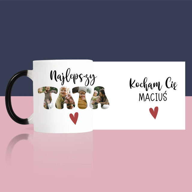 Zdjęcie I Podpis: Najlepszy Tata Serce - Kubek z Nadrukiem