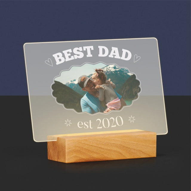 Zdjęcie I Podpis: Best Dad Established - Wydruk Na Szkle Akrylowym