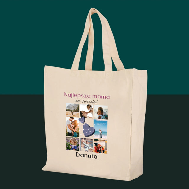 Fotokolaż: Najlepsza Mama - Torba Płócienna z Nadrukiem