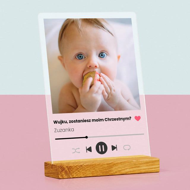 Zdjęcie I Podpis: Spotify Dla Chrzestnego - Wydruk Na Szkle Akrylowym