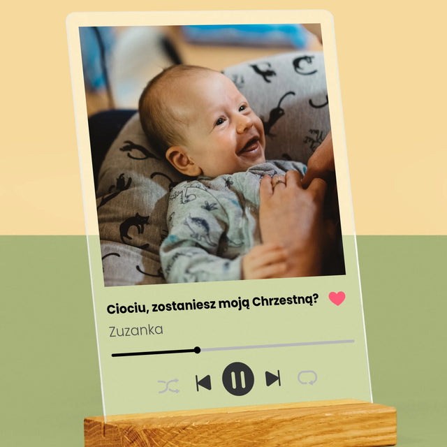 Zdjęcie I Podpis: Spotify Dla Chrzestnej - Wydruk Na Szkle Akrylowym
