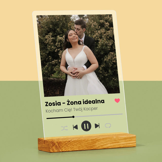 Zdjęcie I Podpis: Spotify Dla Żony - Wydruk Na Szkle Akrylowym