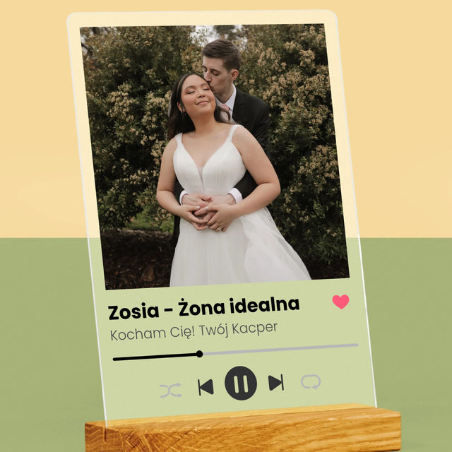 Zdjęcie I Podpis: Spotify Dla Żony - Wydruk Na Szkle Akrylowym