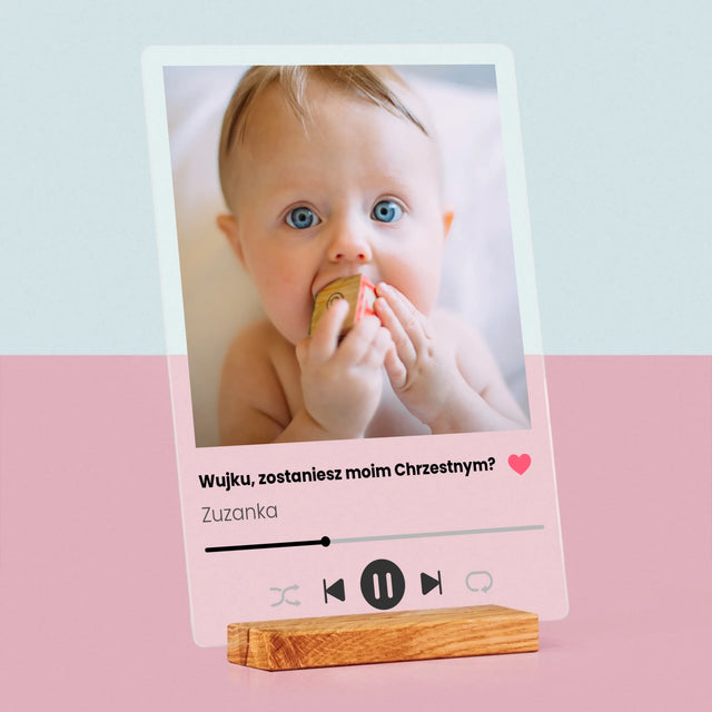 Zdjęcie I Podpis: Spotify Dla Chrzestnego - Wydruk Na Szkle Akrylowym