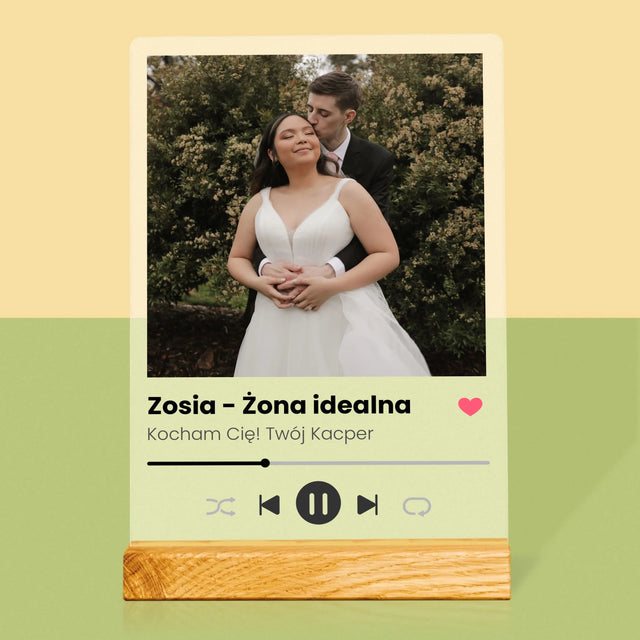 Zdjęcie I Podpis: Spotify Dla Żony - Wydruk Na Szkle Akrylowym