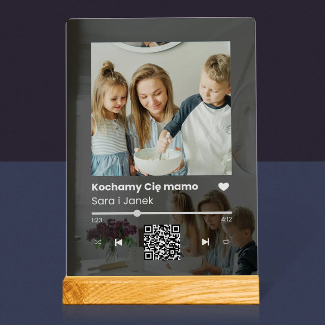 Zdjęcie I Podpis: Spotify Z Kodem Qr Dla Mamy - Wydruk Na Szkle Akrylowym
