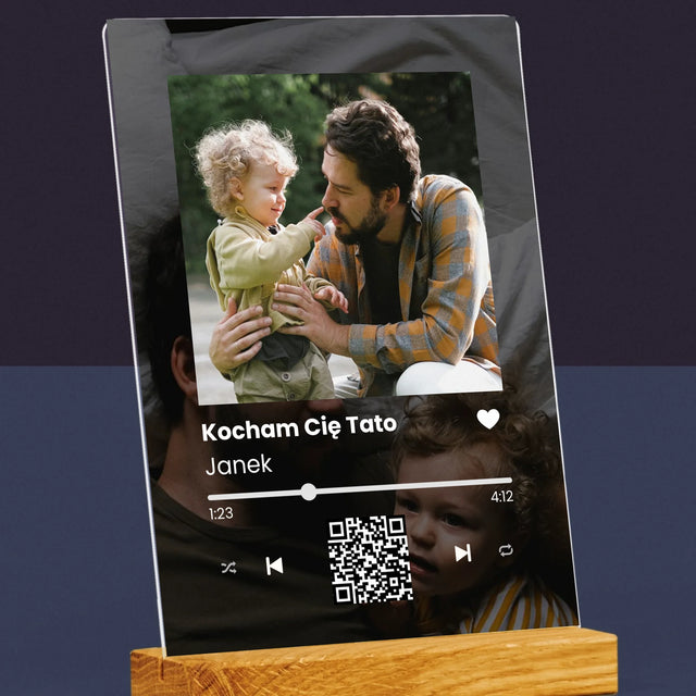 Zdjęcie I Podpis: Spotify Z Kodem Qr Dla Taty - Wydruk Na Szkle Akrylowym