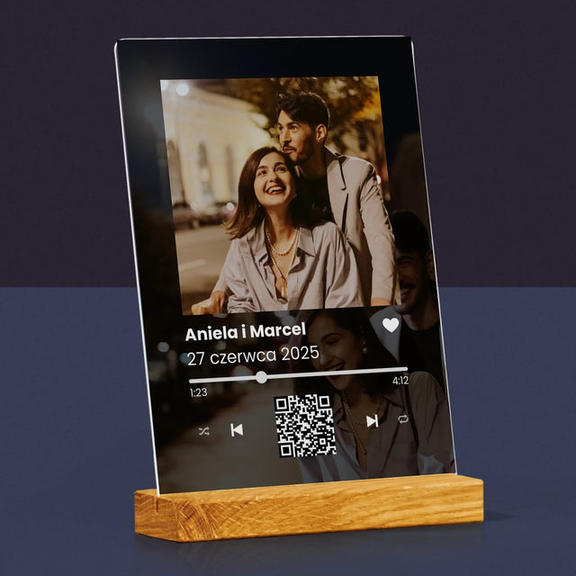 Zdjęcie I Podpis: Spotify Z Kodem Qr Na Ślub - Wydruk Na Szkle Akrylowym