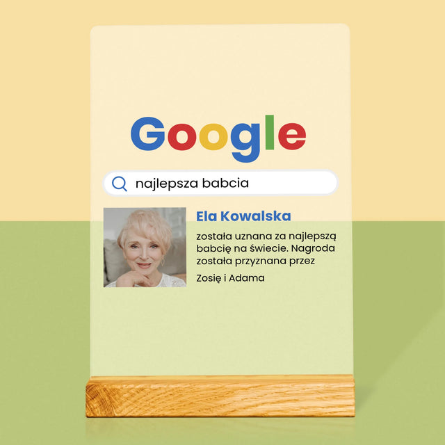 Zdjęcie I Podpis: Najlepsza Babcia Wynik Google - Wydruk Na Szkle Akrylowym