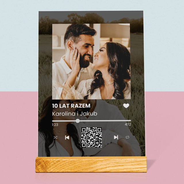 Zdjęcie I Podpis: Spotify Z Kodem Qr Na Rocznicę - Wydruk Na Szkle Akrylowym