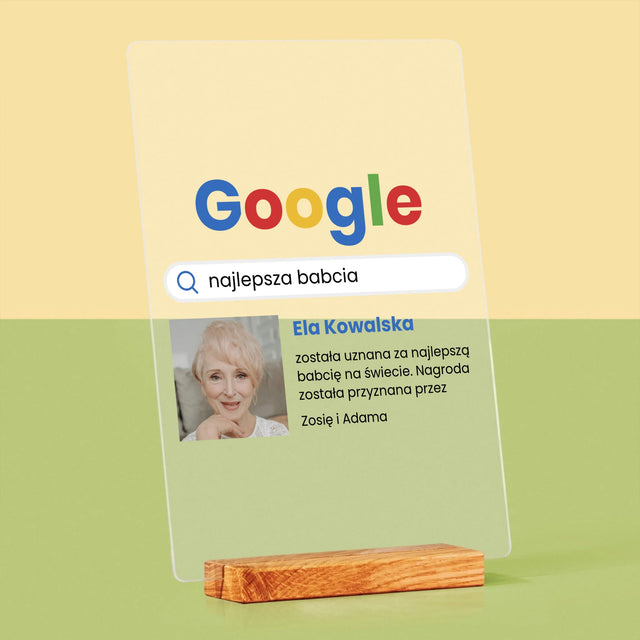 Zdjęcie I Podpis: Najlepsza Babcia Wynik Google - Wydruk Na Szkle Akrylowym