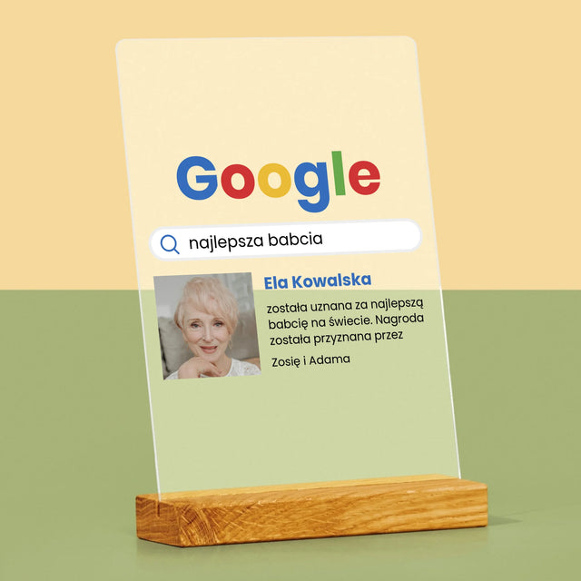 Zdjęcie I Podpis: Najlepsza Babcia Wynik Google - Wydruk Na Szkle Akrylowym