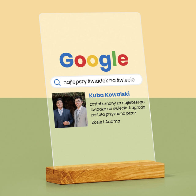 Zdjęcie I Podpis: Najlepszy Świadek Wynik Google - Wydruk Na Szkle Akrylowym