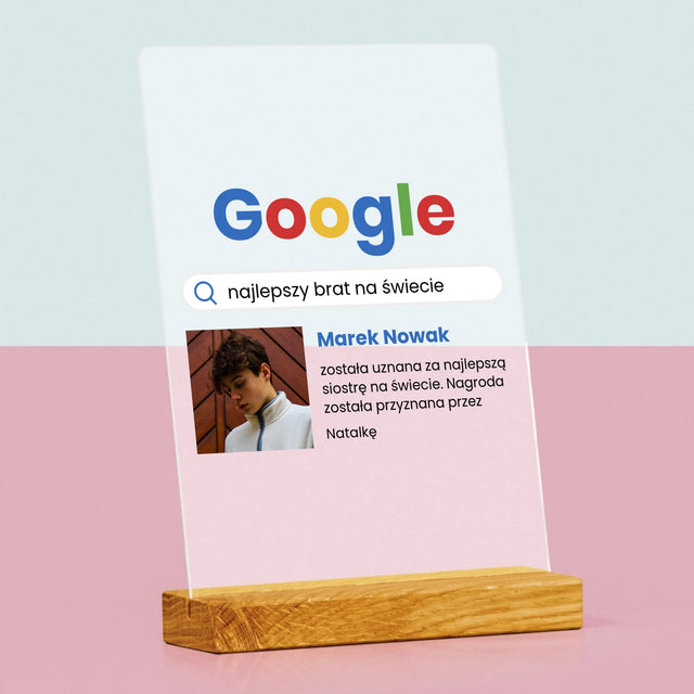 Zdjęcie I Podpis: Najlepszy Brat Wynik Google - Wydruk Na Szkle Akrylowym