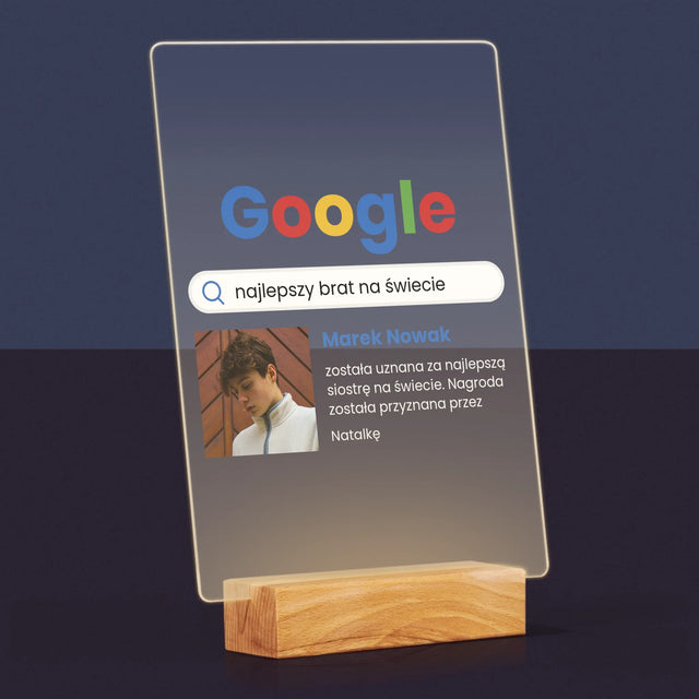 Zdjęcie I Podpis: Najlepszy Brat Wynik Google - Wydruk Na Szkle Akrylowym