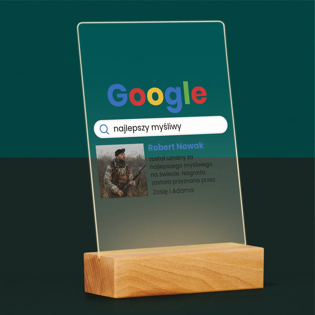 Zdjęcie I Podpis: Najlepszy Myśliwy Wynik Google - Wydruk Na Szkle Akrylowym