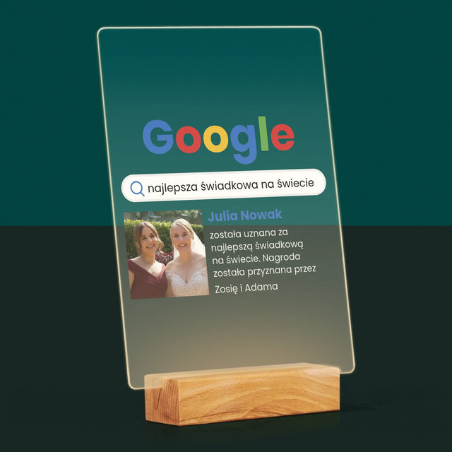 Zdjęcie I Podpis: Najlepsza Świadkowa Wynik Google - Wydruk Na Szkle Akrylowym
