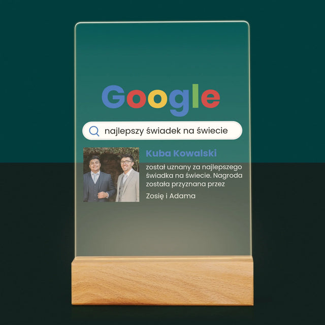 Zdjęcie I Podpis: Najlepszy Świadek Wynik Google - Wydruk Na Szkle Akrylowym