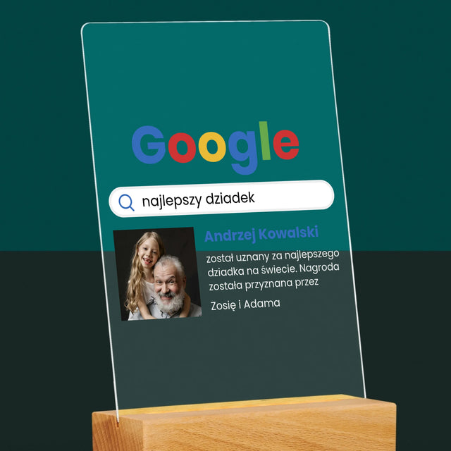 Zdjęcie I Podpis: Najlepszy Dziadek Wynik Google - Wydruk Na Szkle Akrylowym