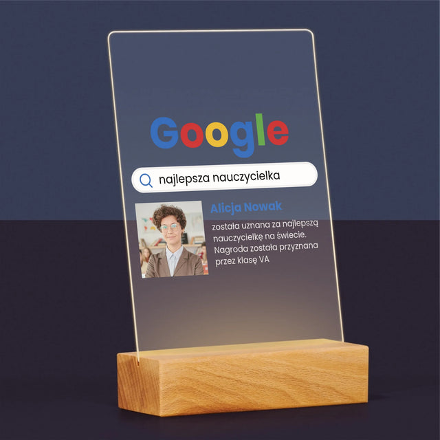 Zdjęcie I Podpis: Najlepszy Nauczyciel Wynik Google - Wydruk Na Szkle Akrylowym