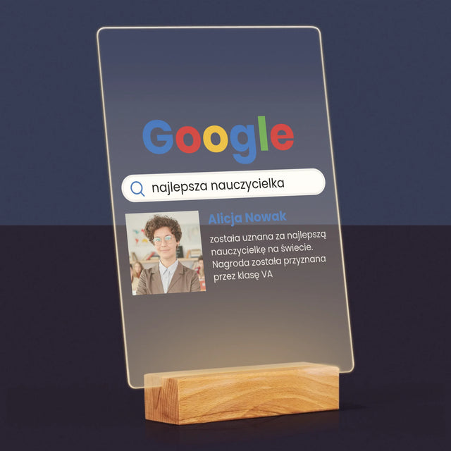 Zdjęcie I Podpis: Najlepszy Nauczyciel Wynik Google - Wydruk Na Szkle Akrylowym