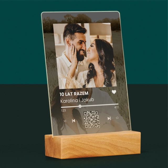 Zdjęcie I Podpis: Spotify Z Kodem Qr Na Rocznicę - Wydruk Na Szkle Akrylowym