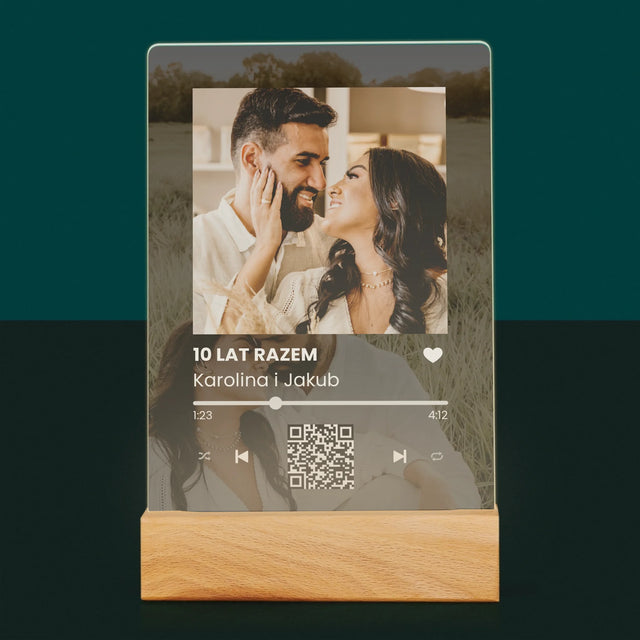 Zdjęcie I Podpis: Spotify Z Kodem Qr Na Rocznicę - Wydruk Na Szkle Akrylowym