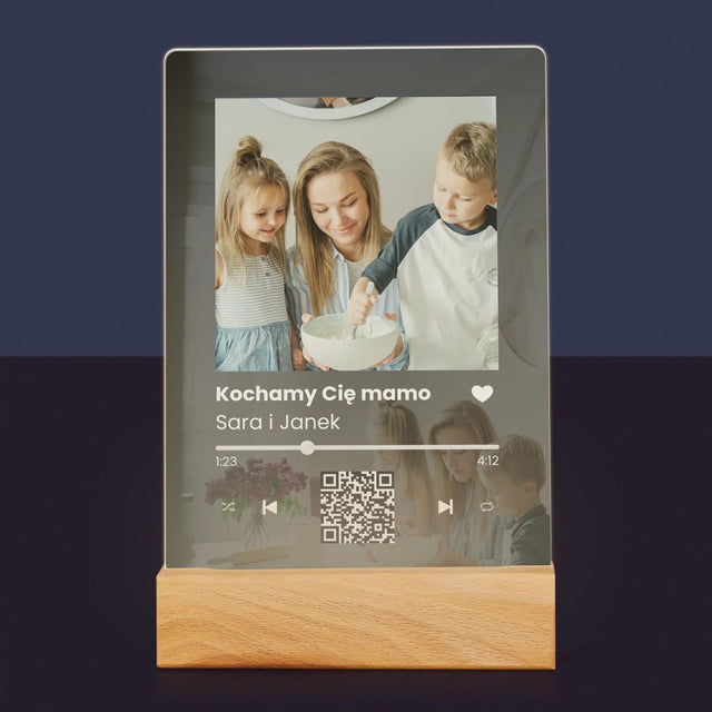 Zdjęcie I Podpis: Spotify Z Kodem Qr Dla Mamy - Wydruk Na Szkle Akrylowym