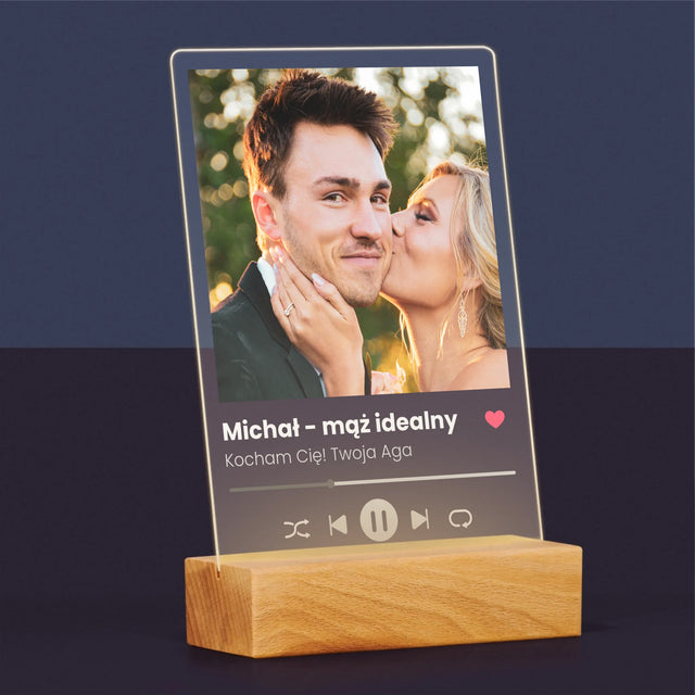 Zdjęcie I Podpis: Spotify Dla Męża - Wydruk Na Szkle Akrylowym