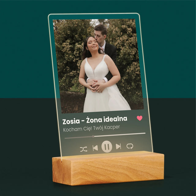Zdjęcie I Podpis: Spotify Dla Żony - Wydruk Na Szkle Akrylowym
