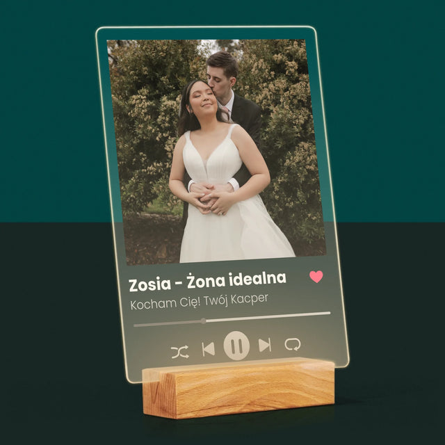 Zdjęcie I Podpis: Spotify Dla Żony - Wydruk Na Szkle Akrylowym