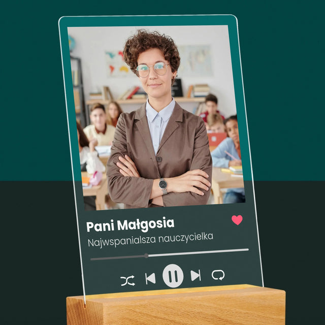 Zdjęcie I Podpis: Spotify Dla Nauczyciela - Wydruk Na Szkle Akrylowym