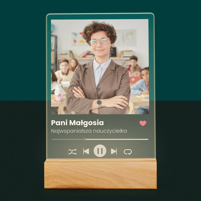 Zdjęcie I Podpis: Spotify Dla Nauczyciela - Wydruk Na Szkle Akrylowym