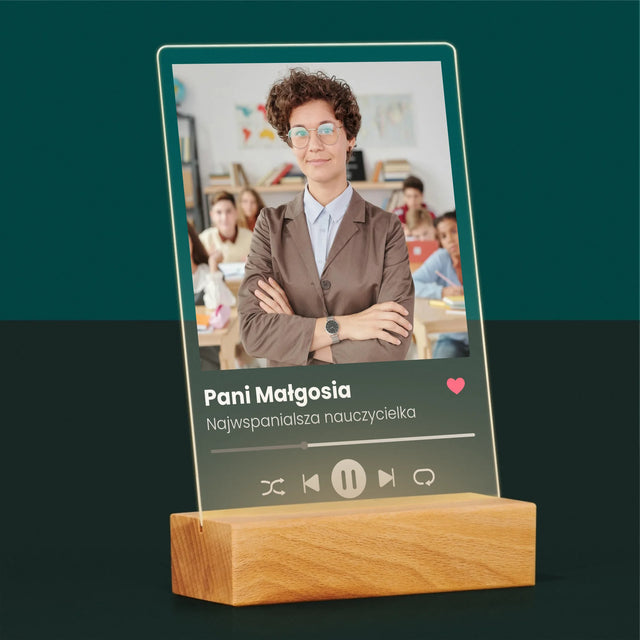 Zdjęcie I Podpis: Spotify Dla Nauczyciela - Wydruk Na Szkle Akrylowym