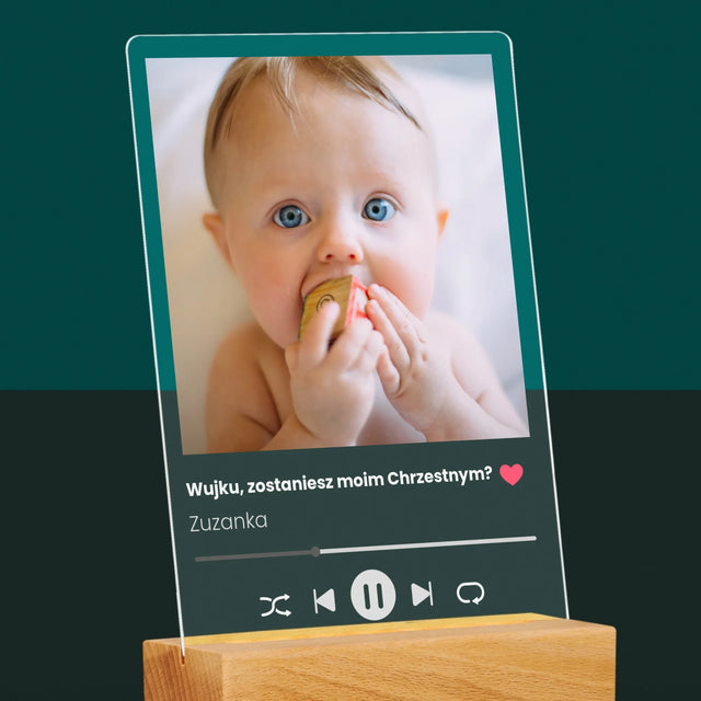 Zdjęcie I Podpis: Spotify Dla Chrzestnego - Wydruk Na Szkle Akrylowym