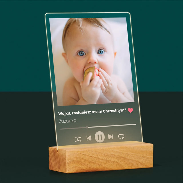 Zdjęcie I Podpis: Spotify Dla Chrzestnego - Wydruk Na Szkle Akrylowym