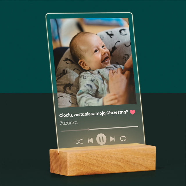 Zdjęcie I Podpis: Spotify Dla Chrzestnej - Wydruk Na Szkle Akrylowym