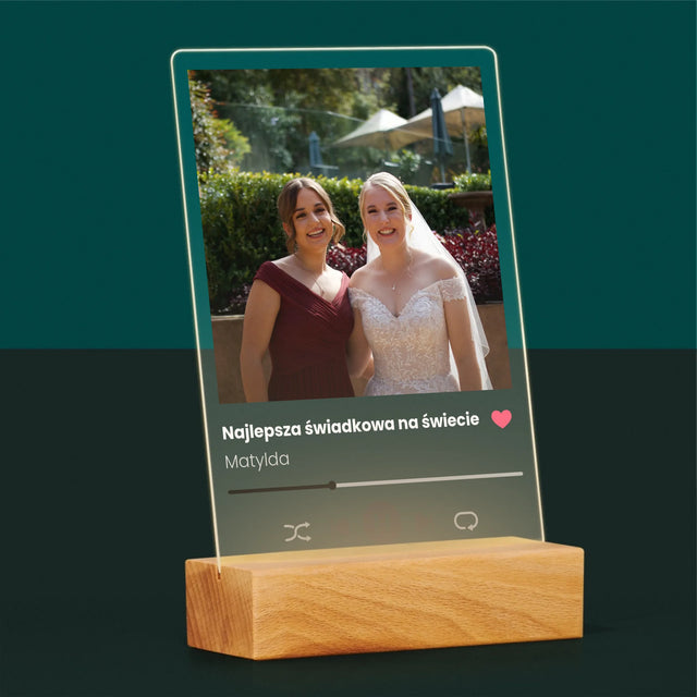 Zdjęcie I Podpis: Spotify Dla Świadkowej - Wydruk Na Szkle Akrylowym