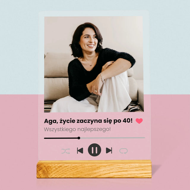 Zdjęcie I Podpis: Spotify Na 40 Urodziny - Wydruk Na Szkle Akrylowym
