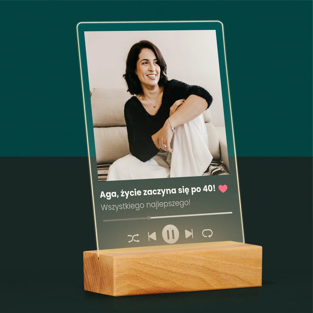 Zdjęcie I Podpis: Spotify Na 40 Urodziny - Wydruk Na Szkle Akrylowym