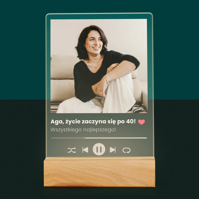 Zdjęcie I Podpis: Spotify Na 40 Urodziny - Wydruk Na Szkle Akrylowym