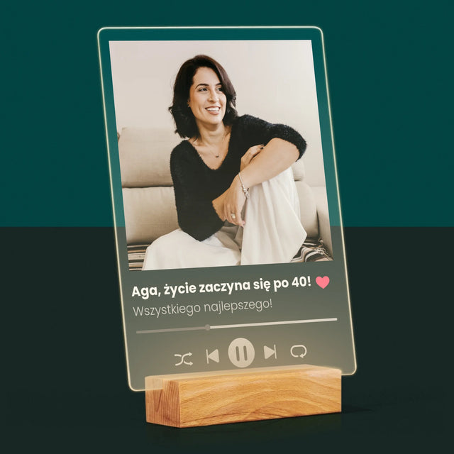 Zdjęcie I Podpis: Spotify Na 40 Urodziny - Wydruk Na Szkle Akrylowym